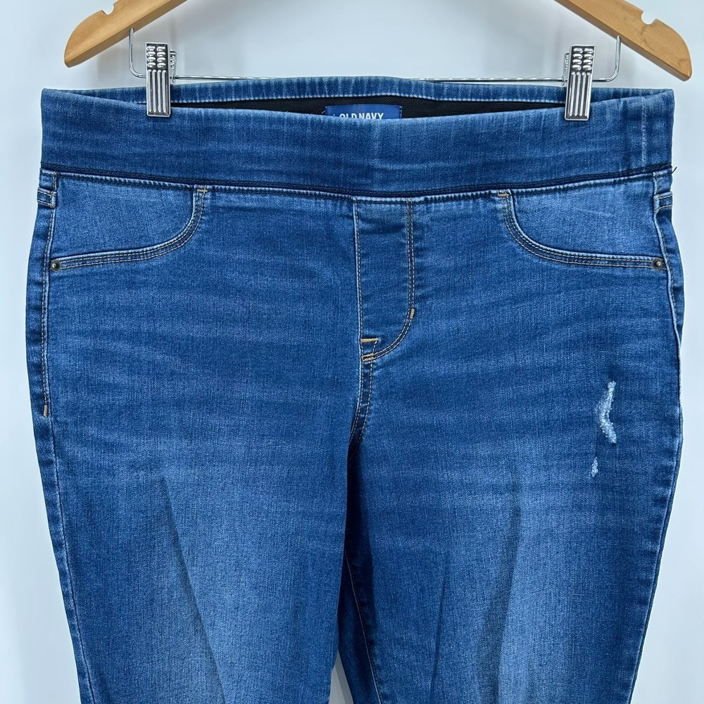 Old Navy Rockstar Jegging Jeans Womens 14 Blue Denim Mid Rise Stretch Distressed